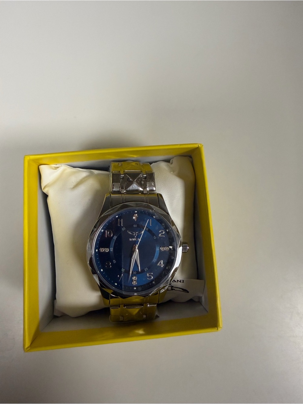 Invicta Silver-Tone Watch with Blue Dial